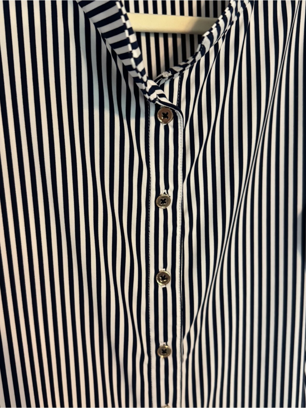 NWT Duffield Lane Solar Stretch Noah Dress in Navy Seersucker Stripe Medium - Picture 7 of 12